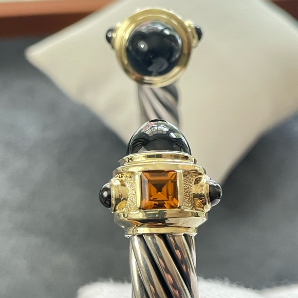 David Yurman 10mm Renaissance Cable Cuff with Black Onyx-Small - Picture 5 of 10